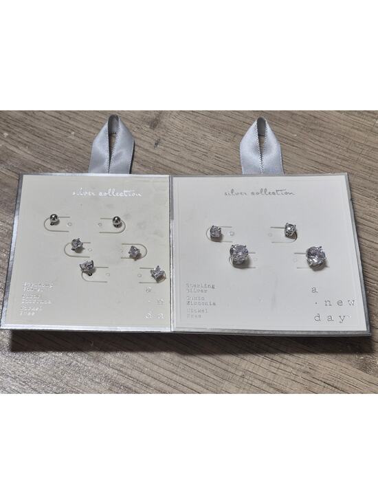 Target Jewelry - Target 5 Piece Earring Bundle Sterling Silver Square Cut Different Sizes NWT